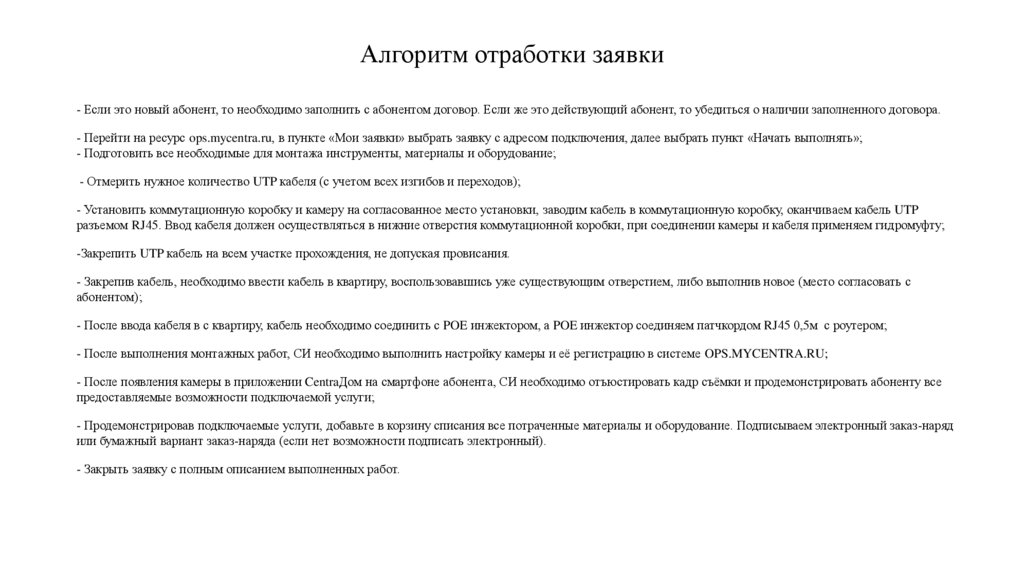 Алгоритм отработки заявки