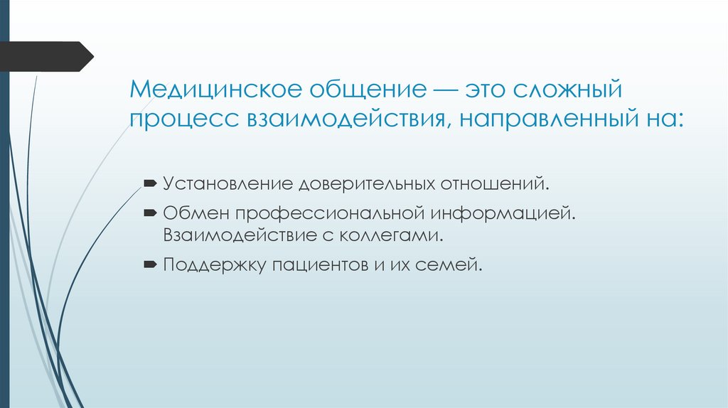 Медицинское общение — это сложный процесс взаимодействия, направленный на: