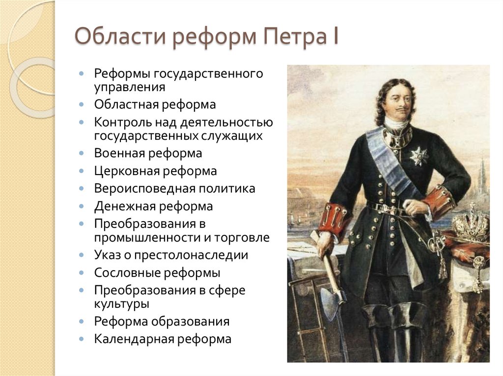 Области реформ Петра I