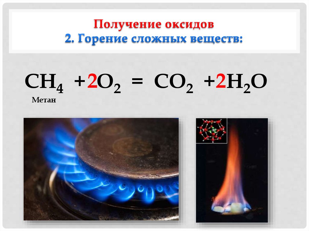 Получение оксидов 2. Горение сложных веществ: