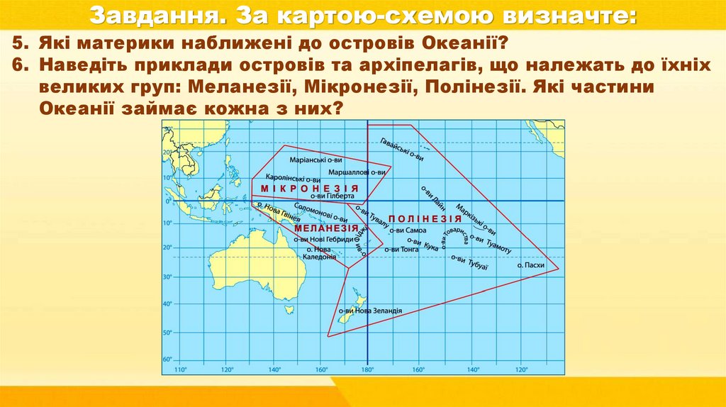 Завдання. За картою-схемою визначте: