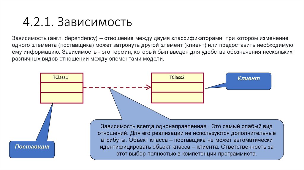 4.2.1. Зависимость