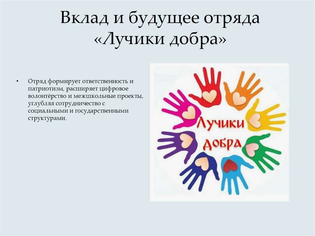 Вклад и будущее отряда «Лучики добра»