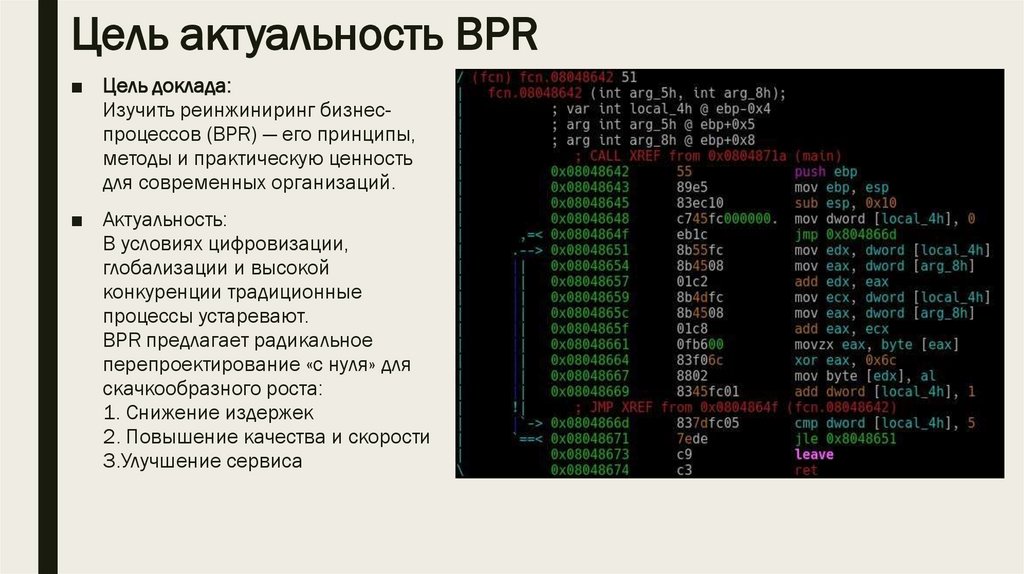 Цель актуальность BPR