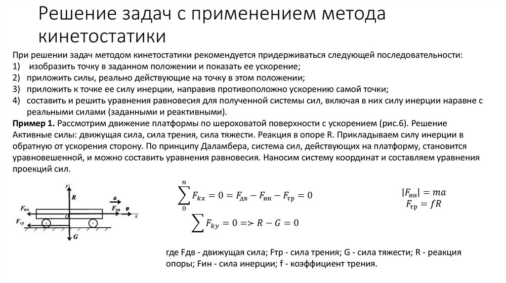 Решение задач с применением метода кинетостатики