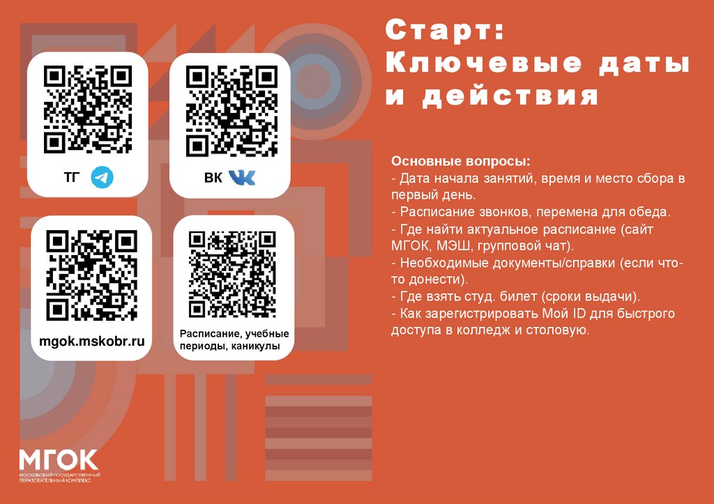 Старт: Ключевые даты и действия