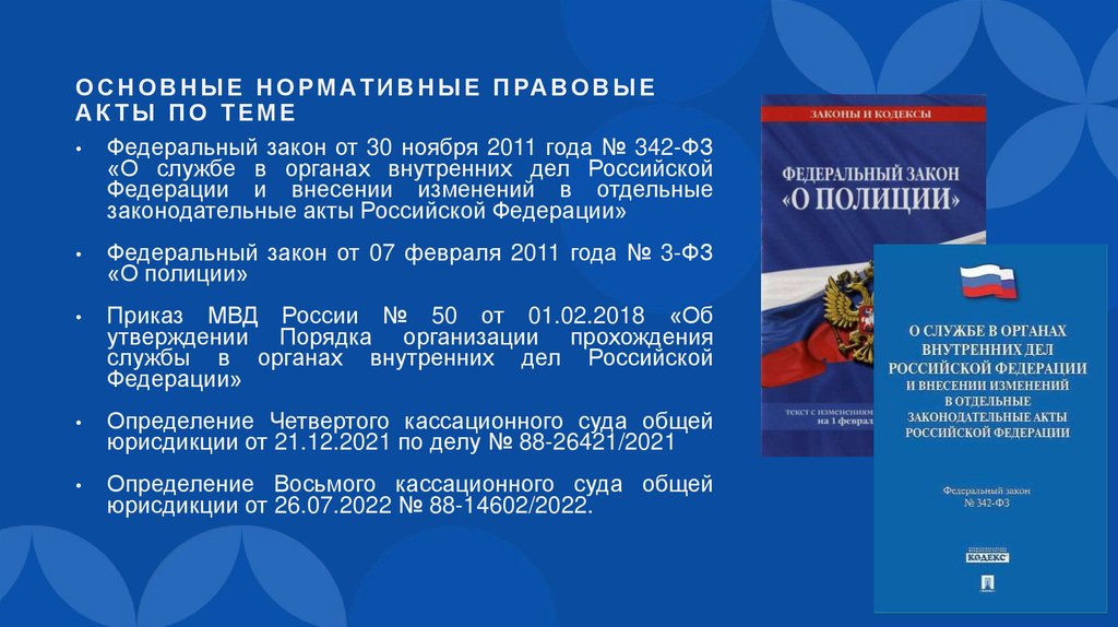 Основные нормативные правовые акты по теме