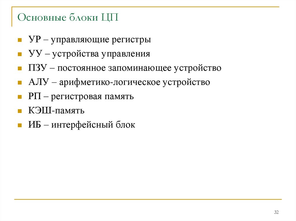 Основные блоки ЦП