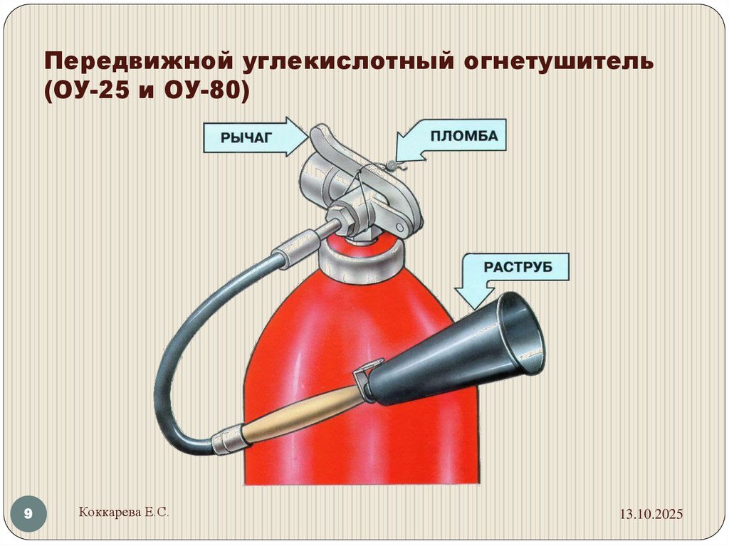 Передвижной углекислотный огнетушитель (ОУ-25 и ОУ-80)