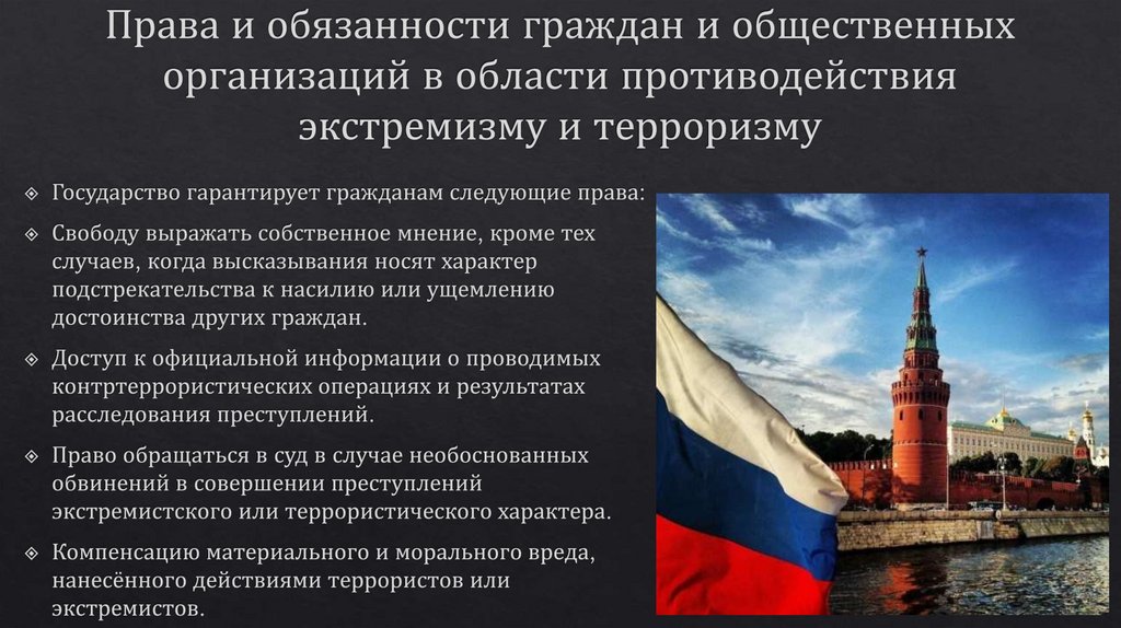 Права и обязанности граждан и общественных организаций в области противодействия экстремизму и терроризму