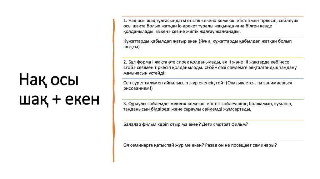 Нақ осы шақ + екен