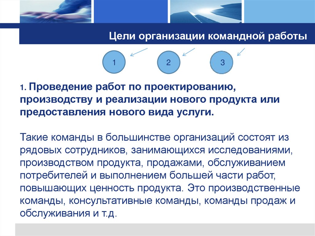 Цели организации командной работы