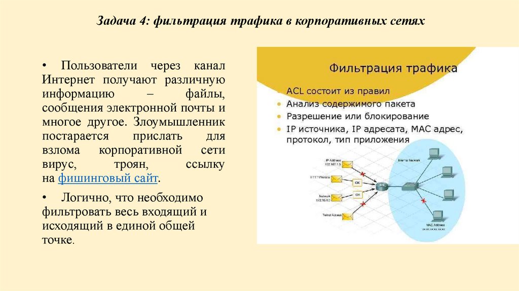 Задача 4: фильтрация трафика в корпоративных сетях