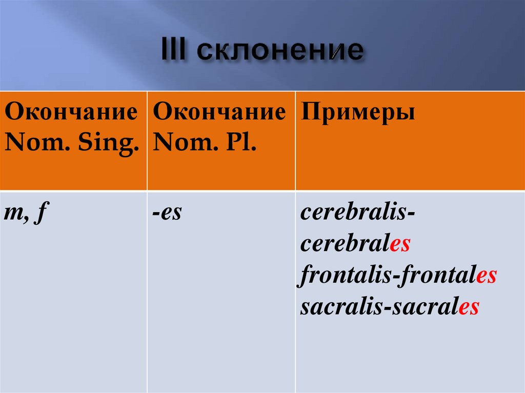 III склонение