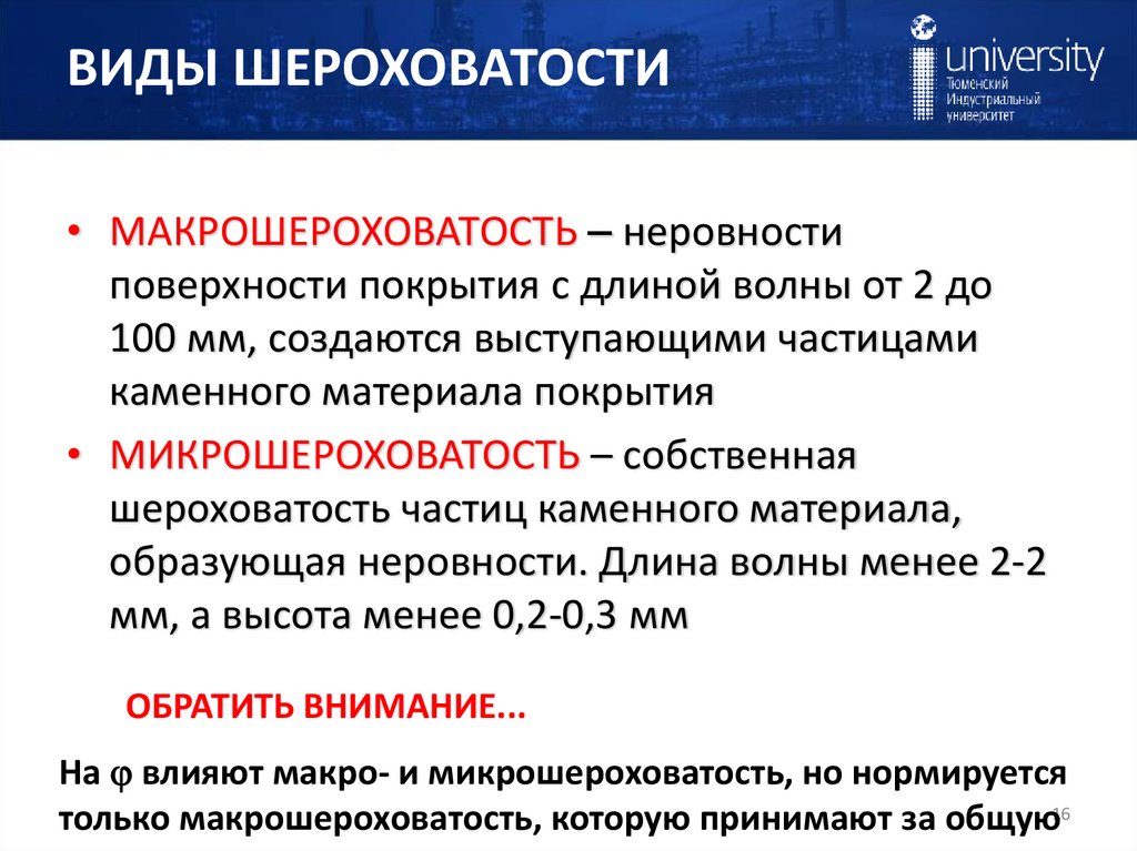 ВИДЫ ШЕРОХОВАТОСТИ