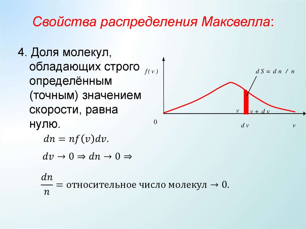 Свойства распределения Максвелла: