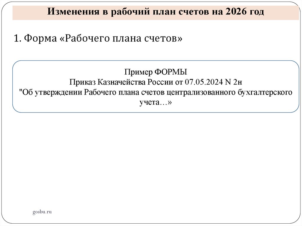 Изменения в рабочий план счетов на 2026 год
