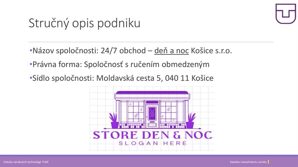 Stručný opis podniku