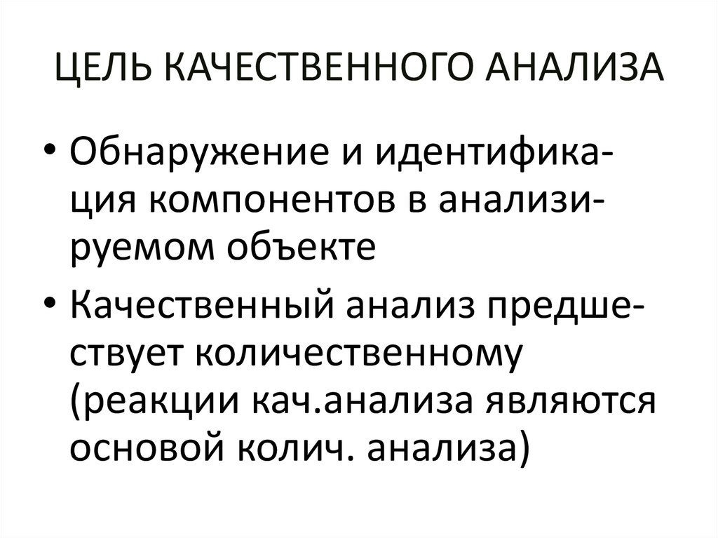 ЦЕЛЬ КАЧЕСТВЕННОГО АНАЛИЗА