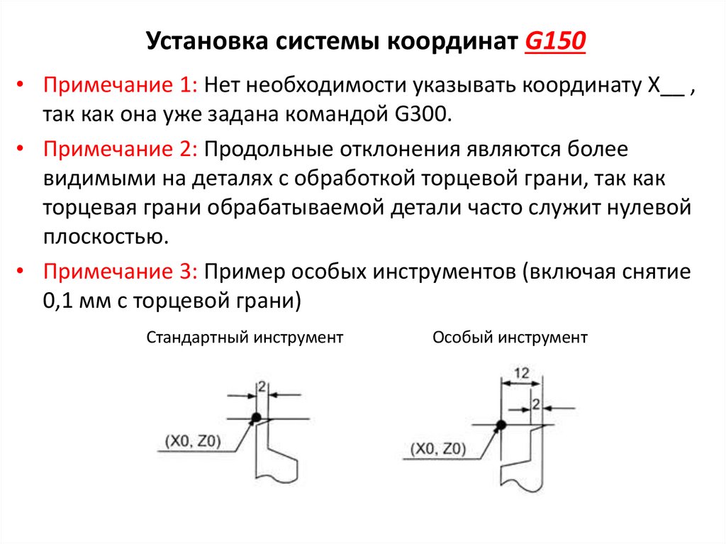 Установка системы координат G150