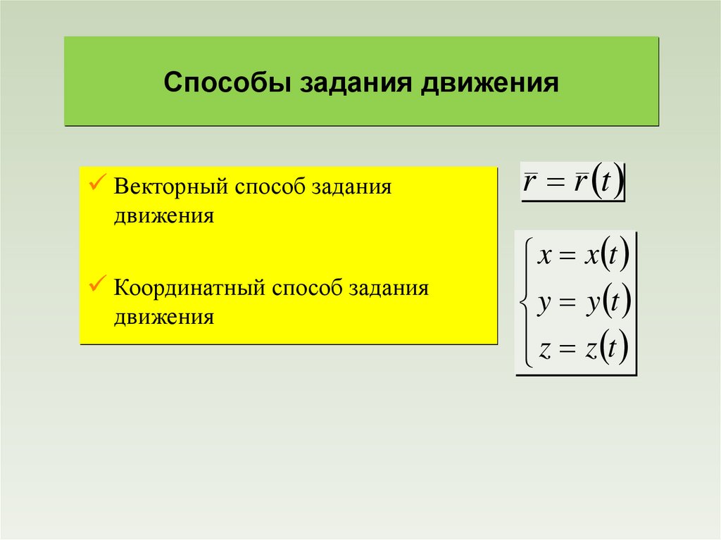 Способы задания движения