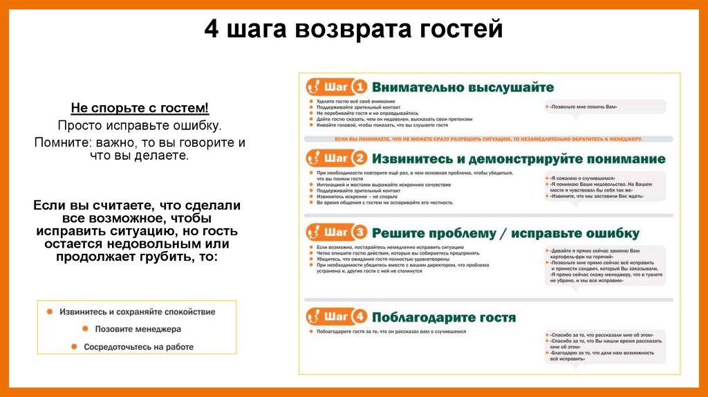 4 шага возврата гостей