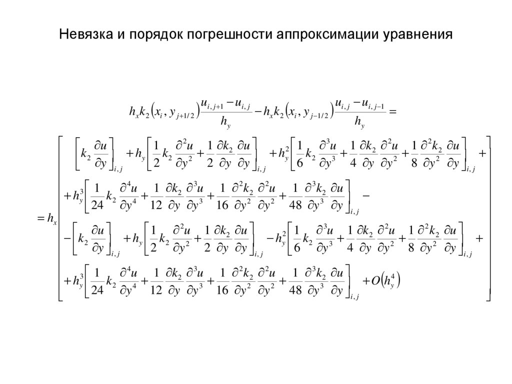 Невязка и порядок погрешности аппроксимации уравнения