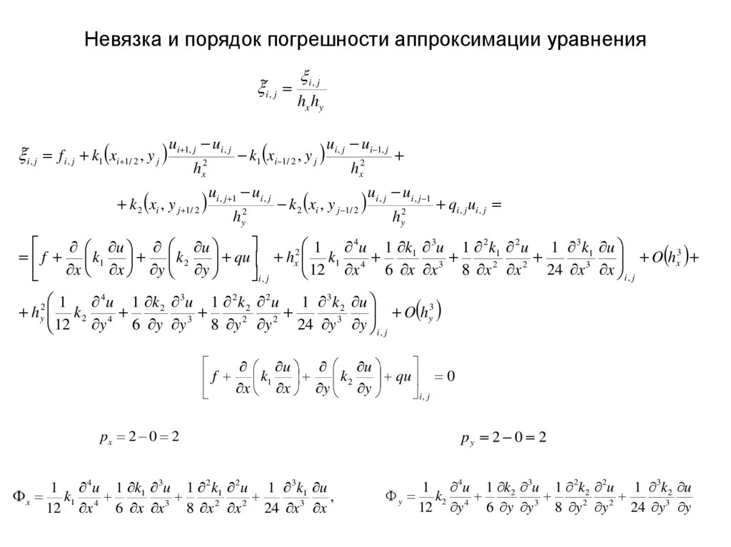 Невязка и порядок погрешности аппроксимации уравнения