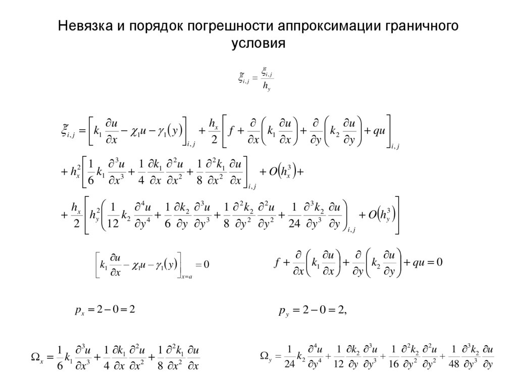 Невязка и порядок погрешности аппроксимации граничного условия