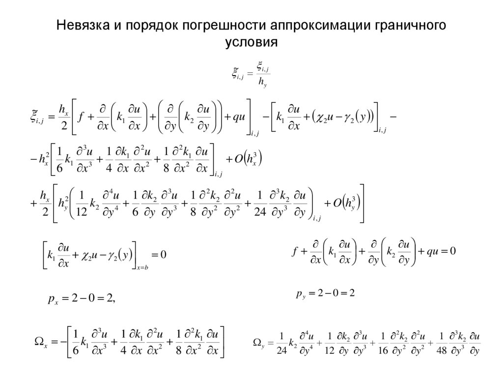 Невязка и порядок погрешности аппроксимации граничного условия