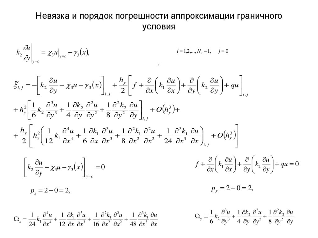 Невязка и порядок погрешности аппроксимации граничного условия