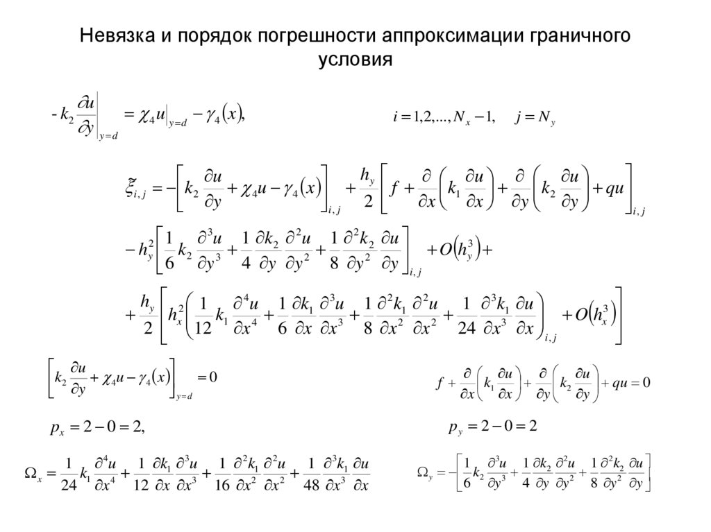 Невязка и порядок погрешности аппроксимации граничного условия