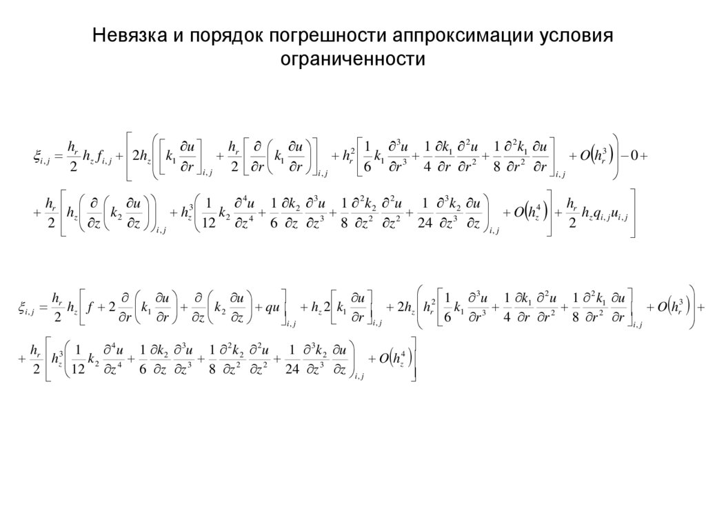 Невязка и порядок погрешности аппроксимации условия ограниченности