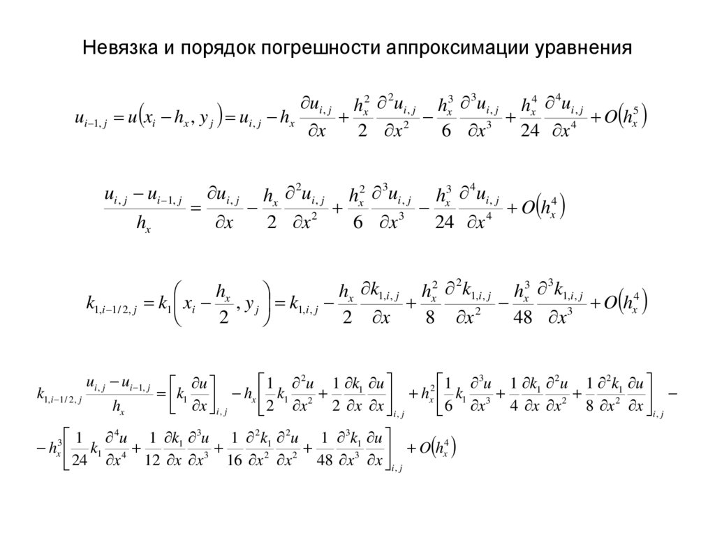 Невязка и порядок погрешности аппроксимации уравнения