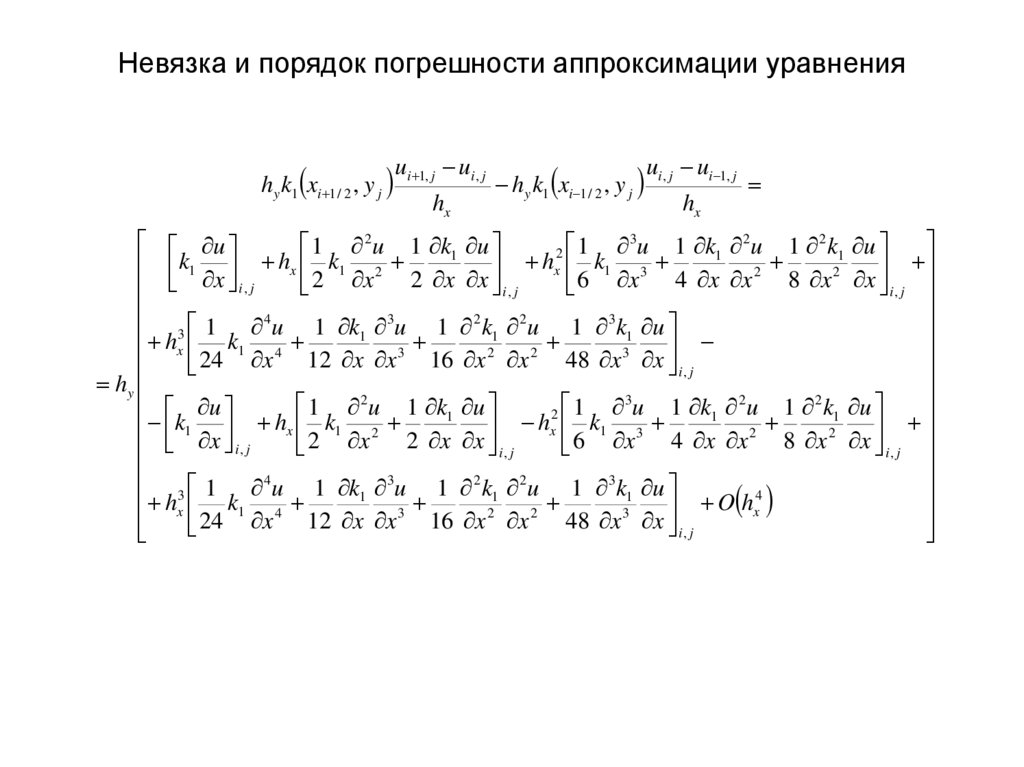 Невязка и порядок погрешности аппроксимации уравнения