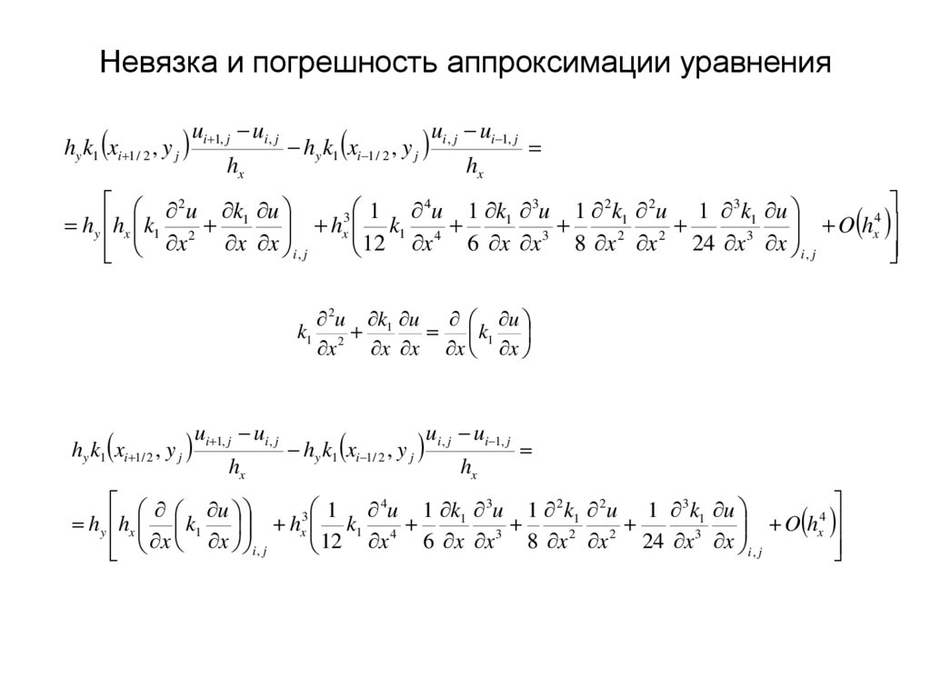 Невязка и погрешность аппроксимации уравнения