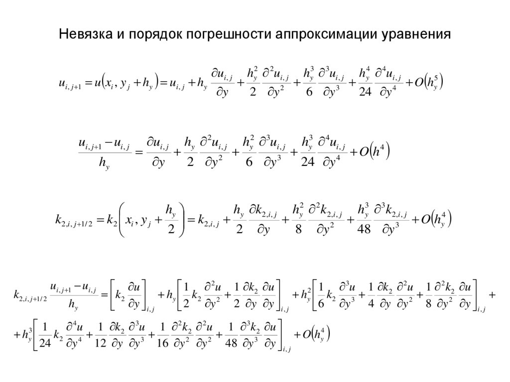 Невязка и порядок погрешности аппроксимации уравнения