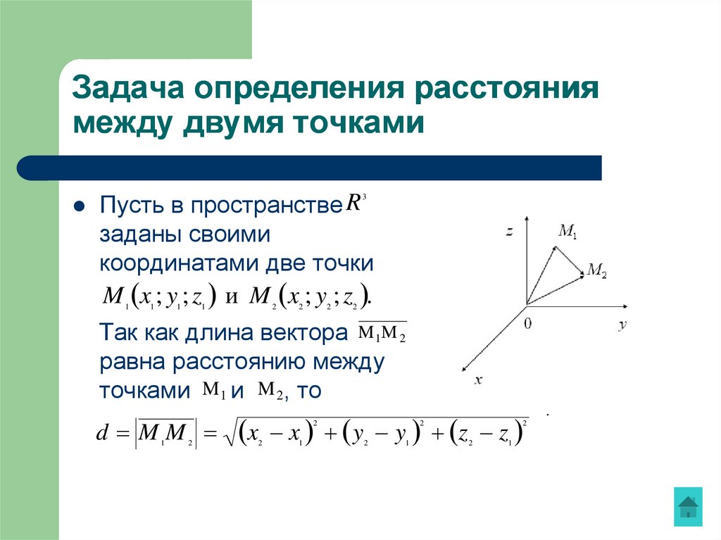 Задача определения расстояния между двумя точками