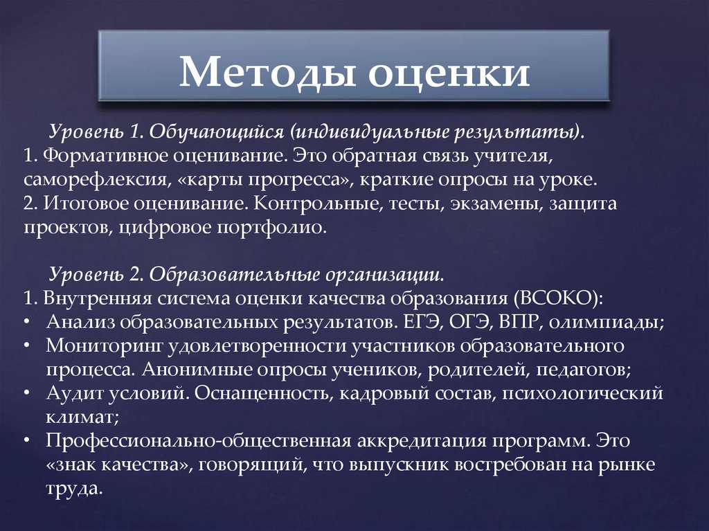 Методы оценки