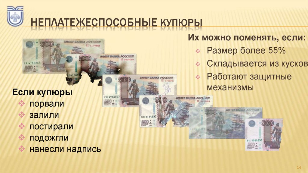 неПЛАТЕЖЕСПОСОБНЫЕ КУПЮРЫ