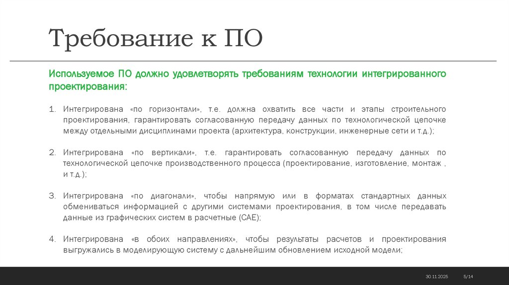 Требование к ПО