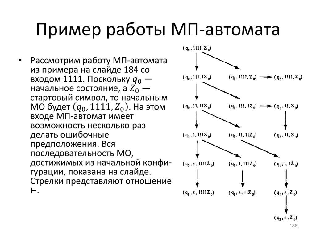 Пример работы МП-автомата