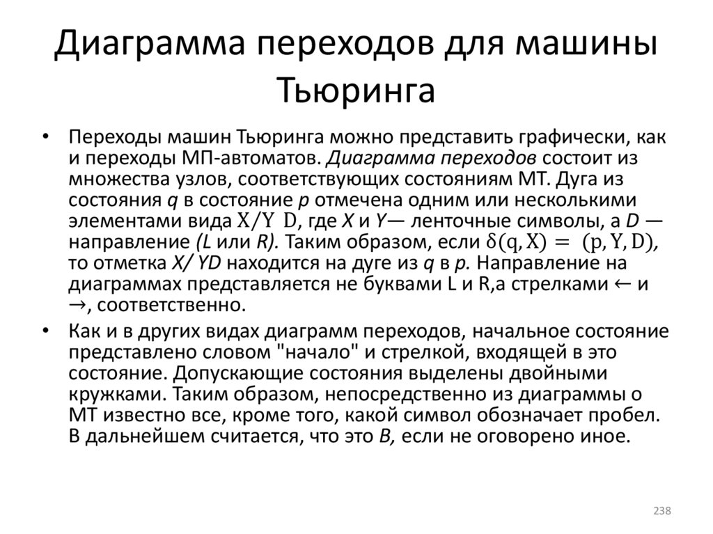 Диаграмма переходов для машины Тьюринга