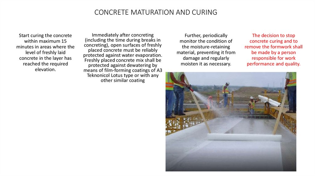 CONCRETE MATURATION AND CURING