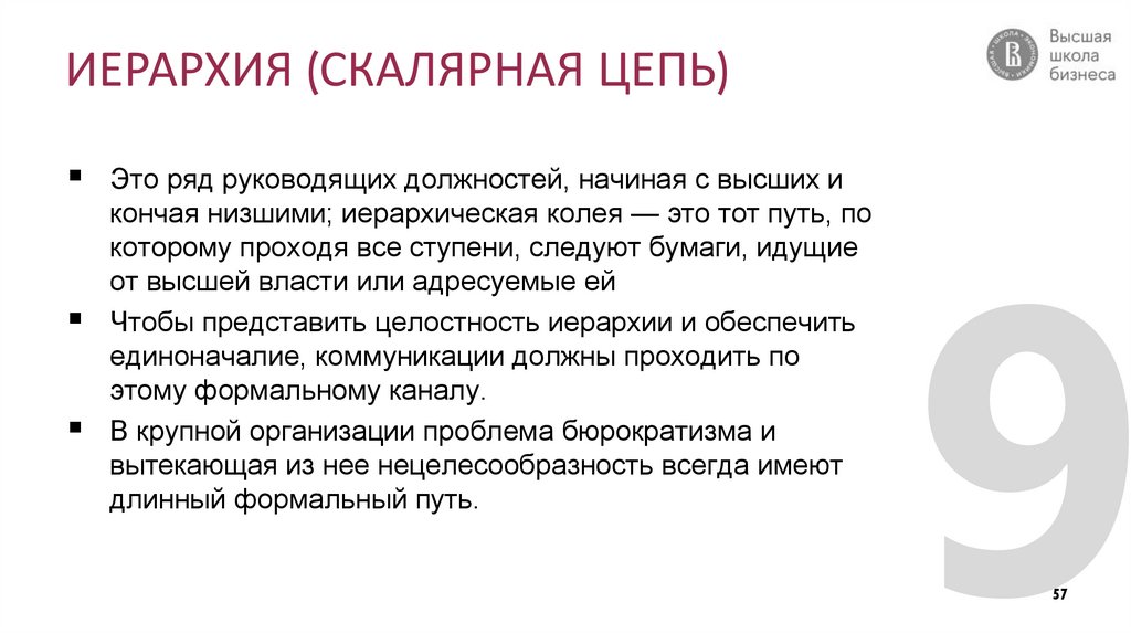 ИЕРАРХИЯ (СКАЛЯРНАЯ ЦЕПЬ)