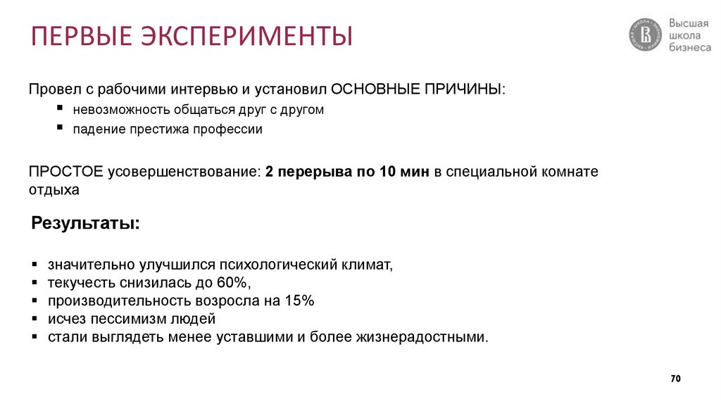 ПЕРВЫЕ ЭКСПЕРИМЕНТЫ