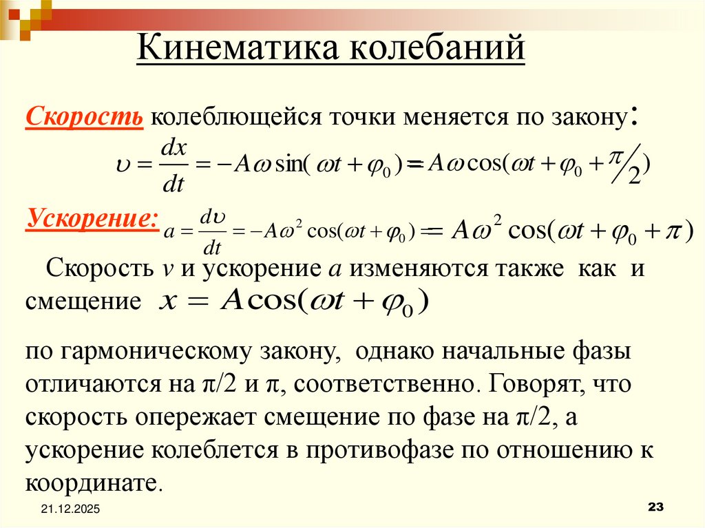 Кинематика колебаний