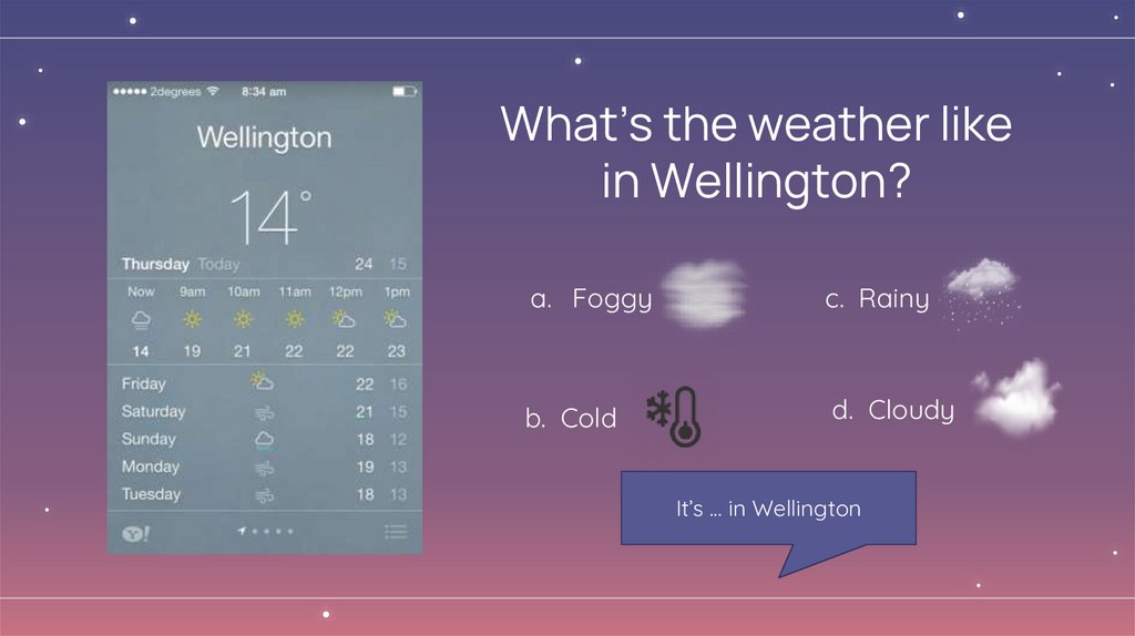 What’s the weather like in Wellington?