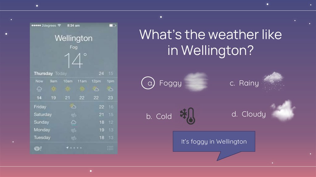 What’s the weather like in Wellington?