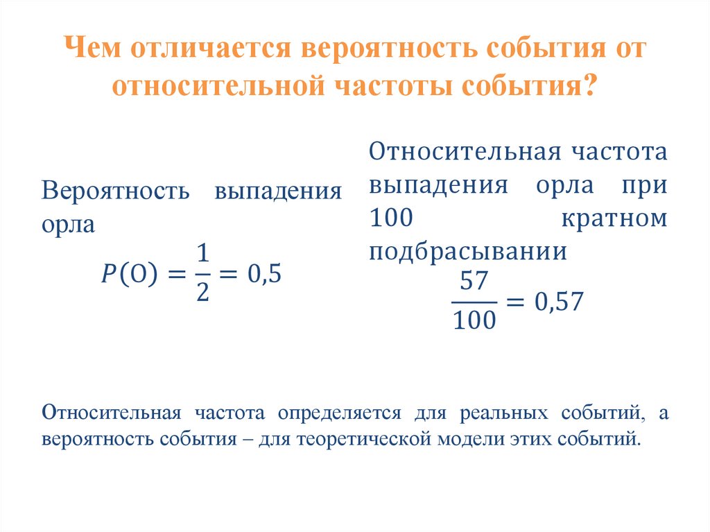Чем отличается вероятность события от относительной частоты события?